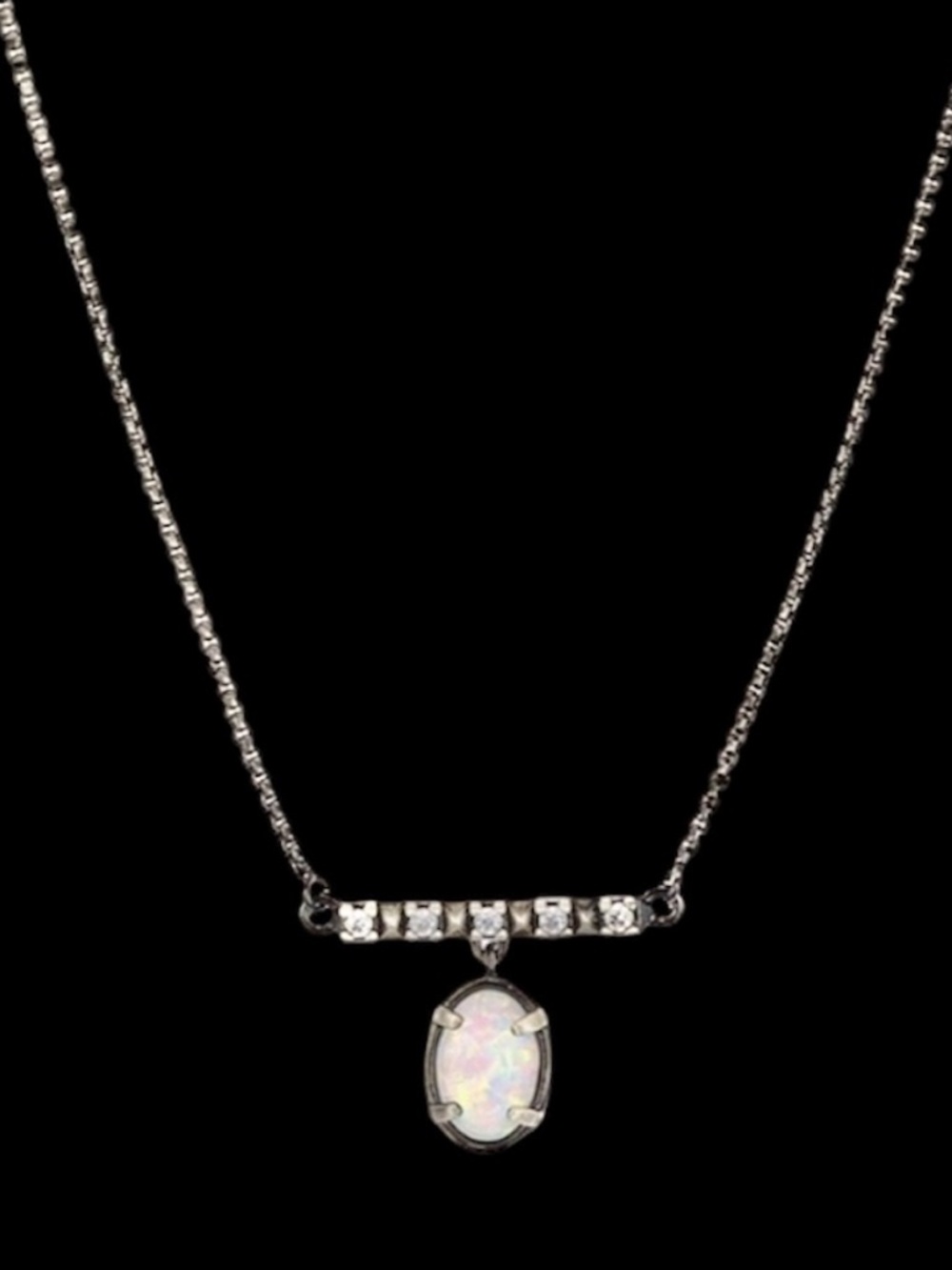 Kendra Scott Antique Brass Fischer Necklace with White Kyocera Opal